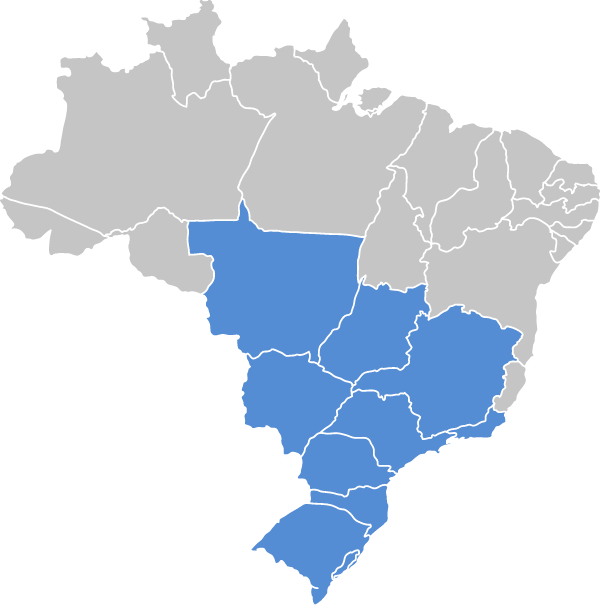 Mapa das Regiões de Atuação da São Carlos S.A